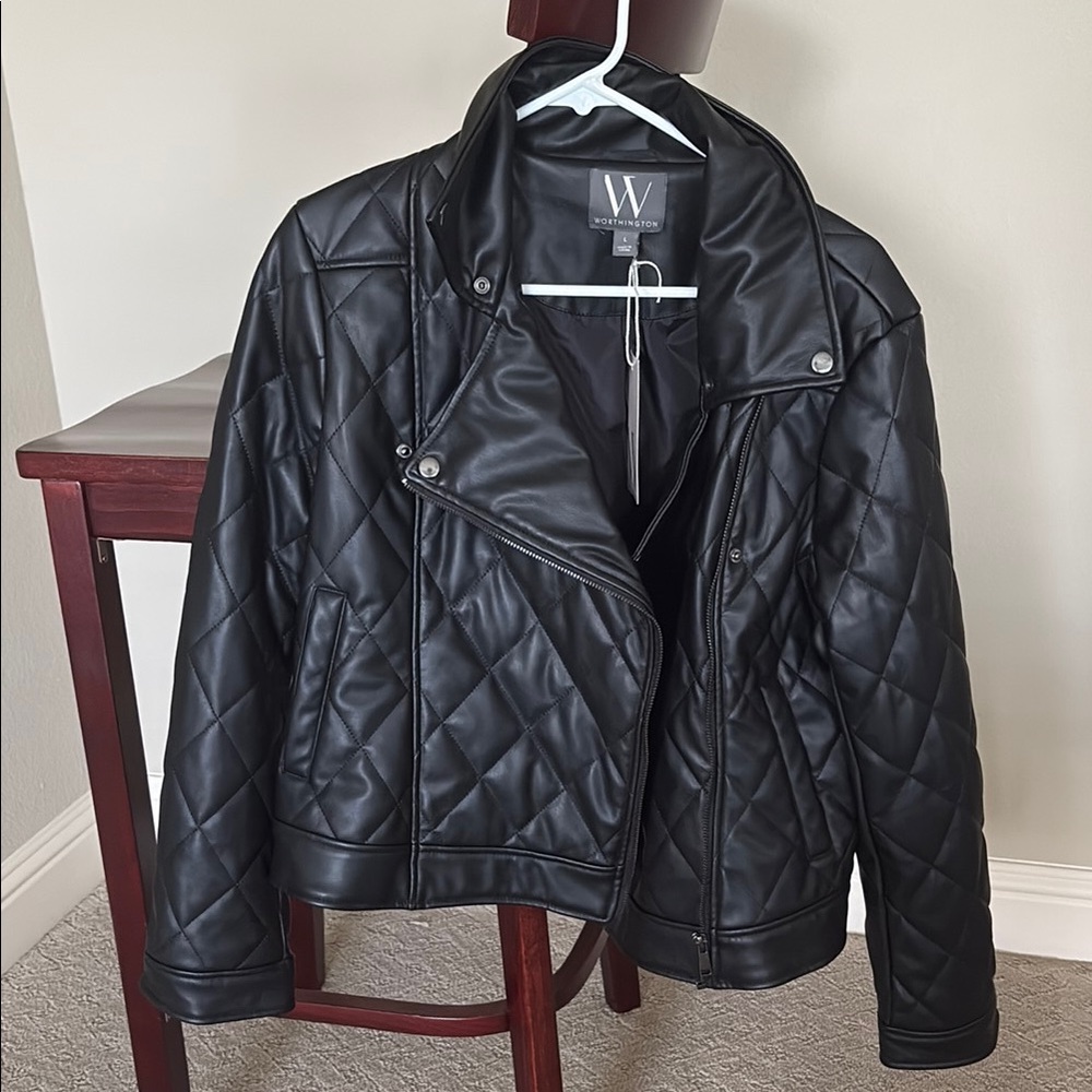 Worthington Black Quilted/ leather Jacket